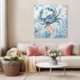 thumbnail image 5 of Crab Wall Art Painting on Canvas, Blue Coastal Starfish Ocean Coral Nautical Canvas Art Home Prints Wall Art Framed Modern Artwork for Living Room Bedroom Wall Decor 16x16in, 5 of 9