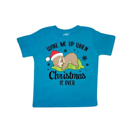

Inktastic Wake me up when Christmas is Over with Cute Sloth Gift Toddler Boy or Toddler Girl T-Shirt