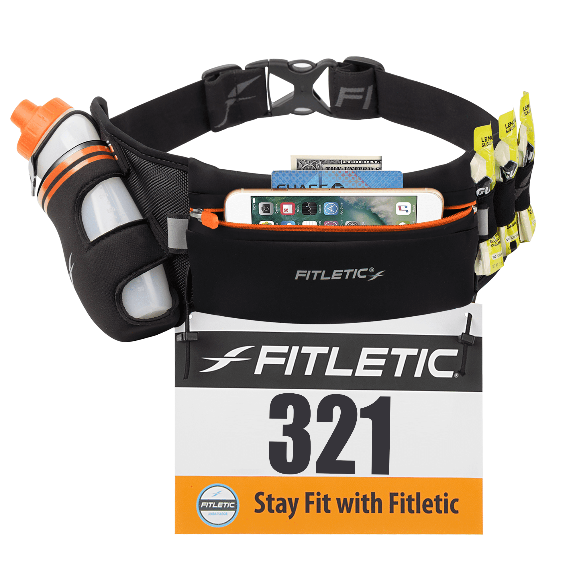 Fitletic Hydra 12 V1 Hydration Belt 5K 10K Unique Zero Bounce Design for Running HD06 V1 Trail Ironman Triathlon Marathon 