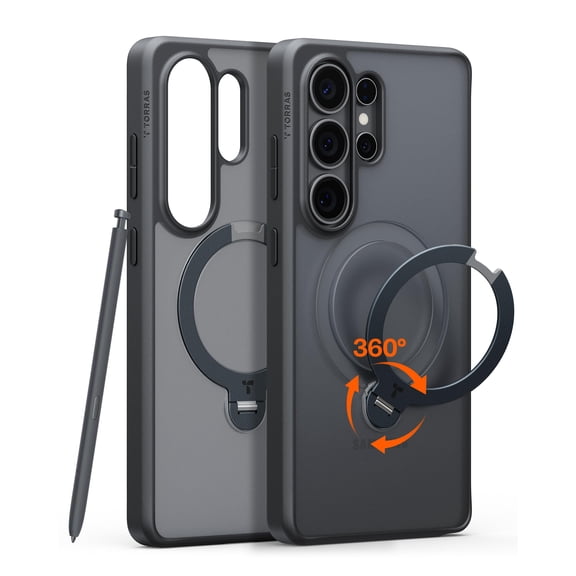 TORRAS Q3 Magnetic Case for Samsung Galaxy S26 Ultra, Compatible with MagSafe, 360° Kickstand, Translucent Frosted Black