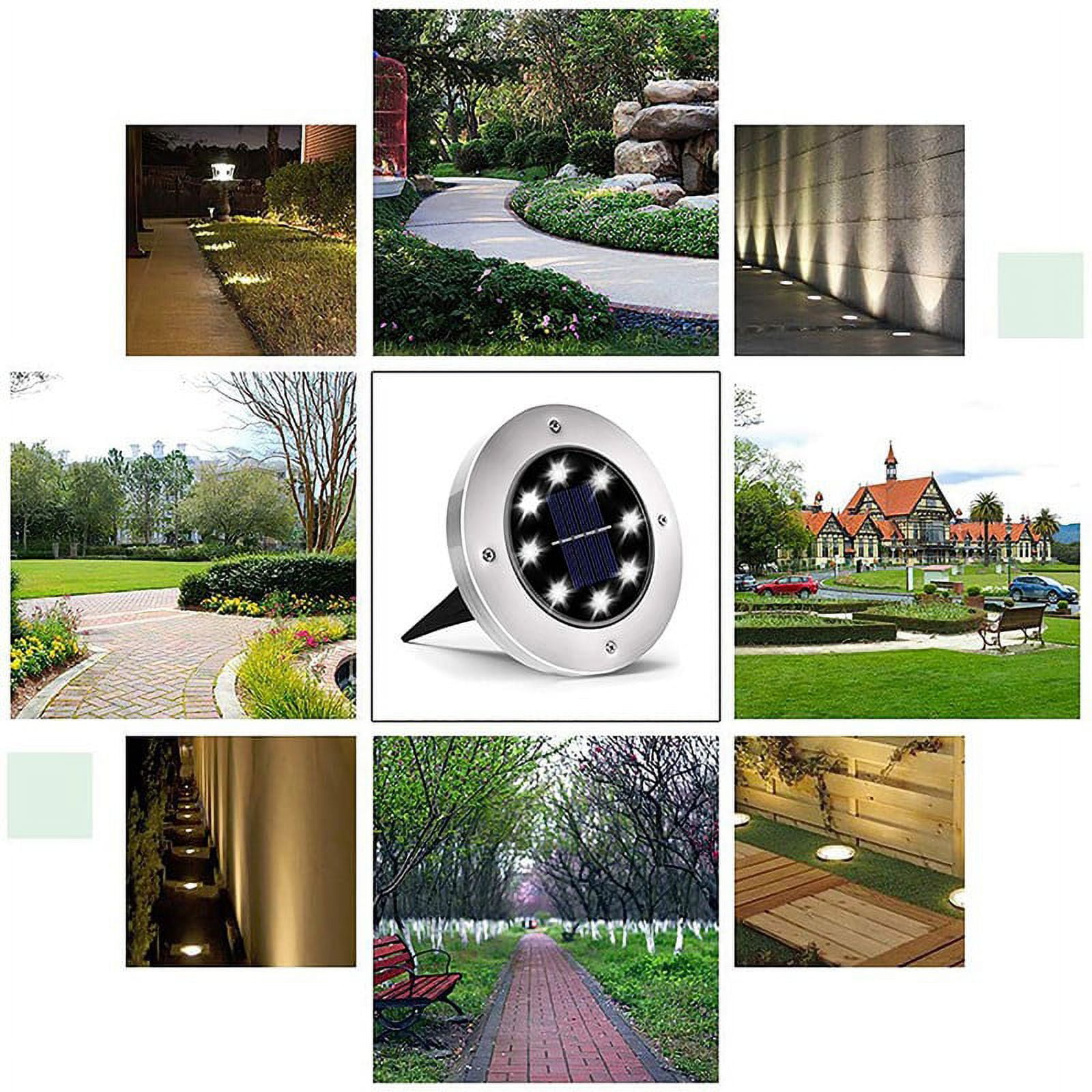 Solar Ground Lights, 16 Pack 8 LED Solar In-Ground Lights, Waterproof Solar Disk Lights Garden Lights Outdoor Landscape Lighting Disc Lights, Cool White
