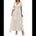 thumbnail image 1 of Robe Midi Fluide d'Été Décontractée pour Femmes à Manches Courtes à Volants Irréguliers Taille Haute m, 1 of 7