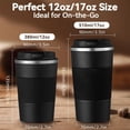 thumbnail image 2 of 12OZ Travel Coffee Mug Insulated Coffee Cup with Spill Leak Proof Lid, Portable Stainless Steel Tumbler Reusable Hot and Cold Water Mug for Car, Daily, Camping-Black, 2 of 4
