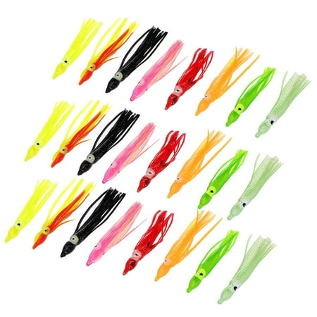 Squid Skirt Trolling Fishing Lure Lixada 24PCS 9cm/2g Soft Plastic Octopus Lures Squid Skirt Lures Trolling Bait for Freshwater or Saltwater Fishing ()