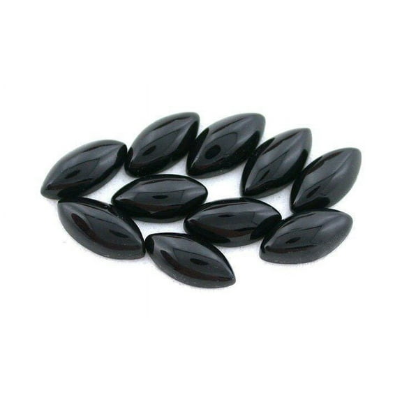 Ten 8mm x 4mm 8x4 Marquise Black Onyx Cab Cabochon Gem Gemstone CM14/12225