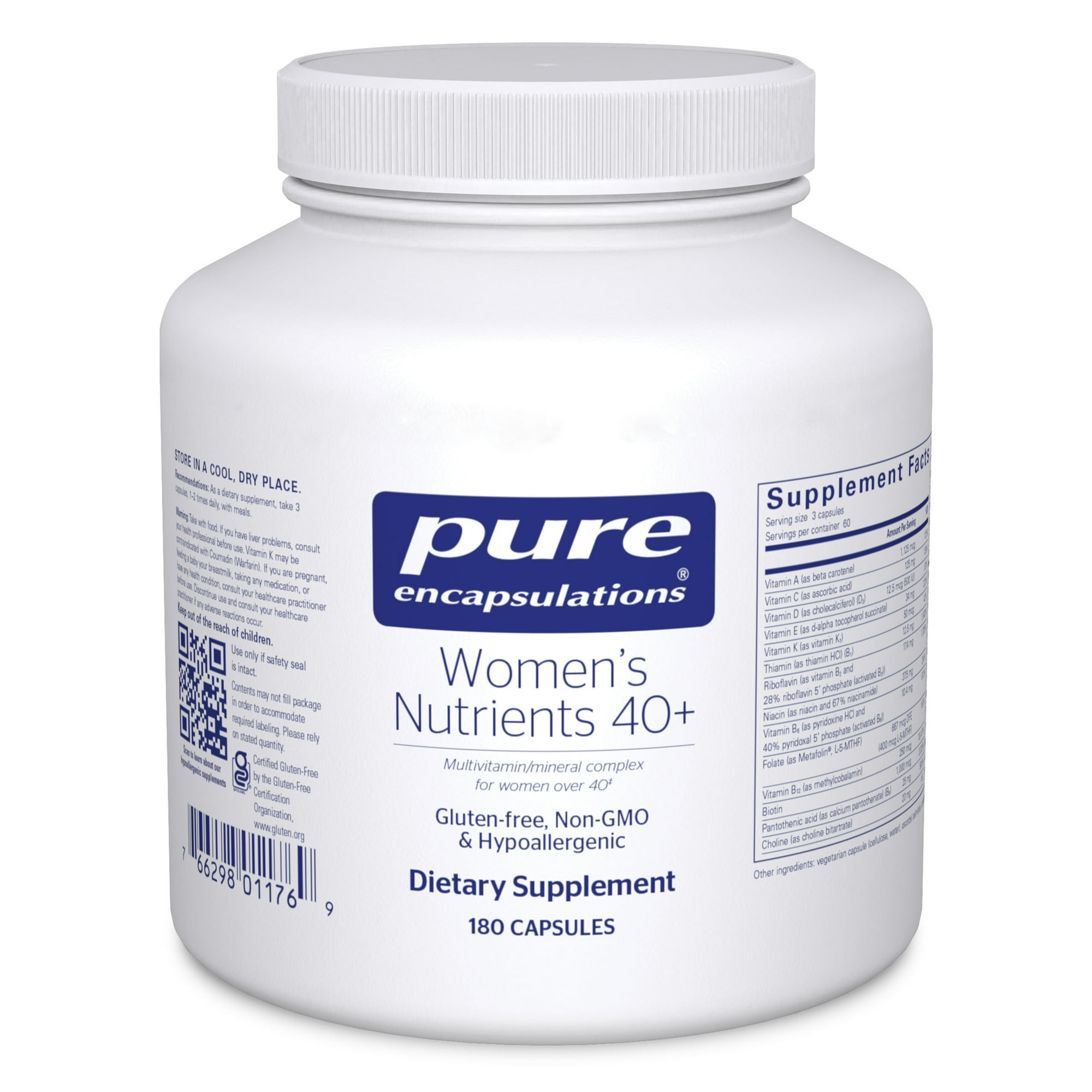 Pure Encapsulations Women's Nutrients 40+ - Multivitamin for Women Over 40 to Support Urinary Tract Health, Breast Cell Health & Eye Integrity* - with Vitamin C, E & A - 180 Capsules