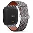 thumbnail image 3 of Compatible with Fitbit Versa, Versa 2, Versa LITE - Quick Release Leather Wristband Bracelet Replacement Accessory Band - Check Plaid Pixel Fabric Texture, 3 of 4