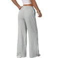 thumbnail image 3 of Women'S Palazzo Pants Summer High Waisted Wide Leg Drawstring Flowy Beach Trousers with Pockets Light Gray XL, 3 of 7