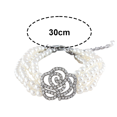 thumbnail image 2 of Collar para mascotas con cuatro filas de perlas, puntos y diamantes, joyería ajustable con flores rosas, accesorios de decoración para gatos y perros., 2 of 5