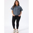 thumbnail image 3 of DARING DIVA Women's Plus Size Short Sleeve Lapel Button Denim Jacket 2X Grey Blue, 3 of 6