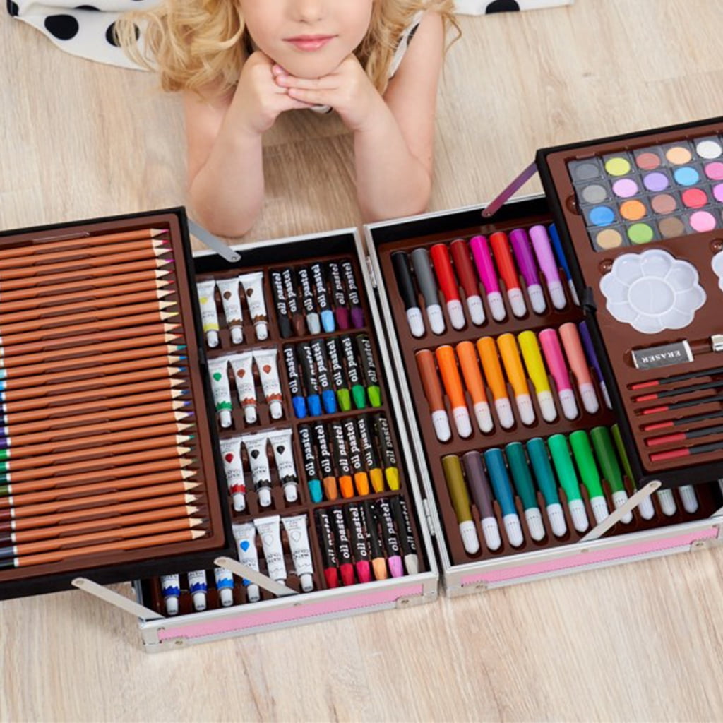 Milue 145Pcs Painting Watercolor Pen Set Art Drawing Colored Pencil Double-layer Aluminum Gift Box