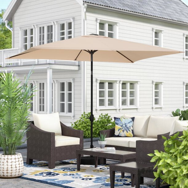 Autlaycil Rectangular Umbrella 10x6.5ft Rectangle Patio Umbrella W