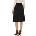 thumbnail image 3 of INSPIRE CHIC Women's Corduroy Skirt High Waist Button Front Belted Midi Skirt 2XL Black, 3 of 6