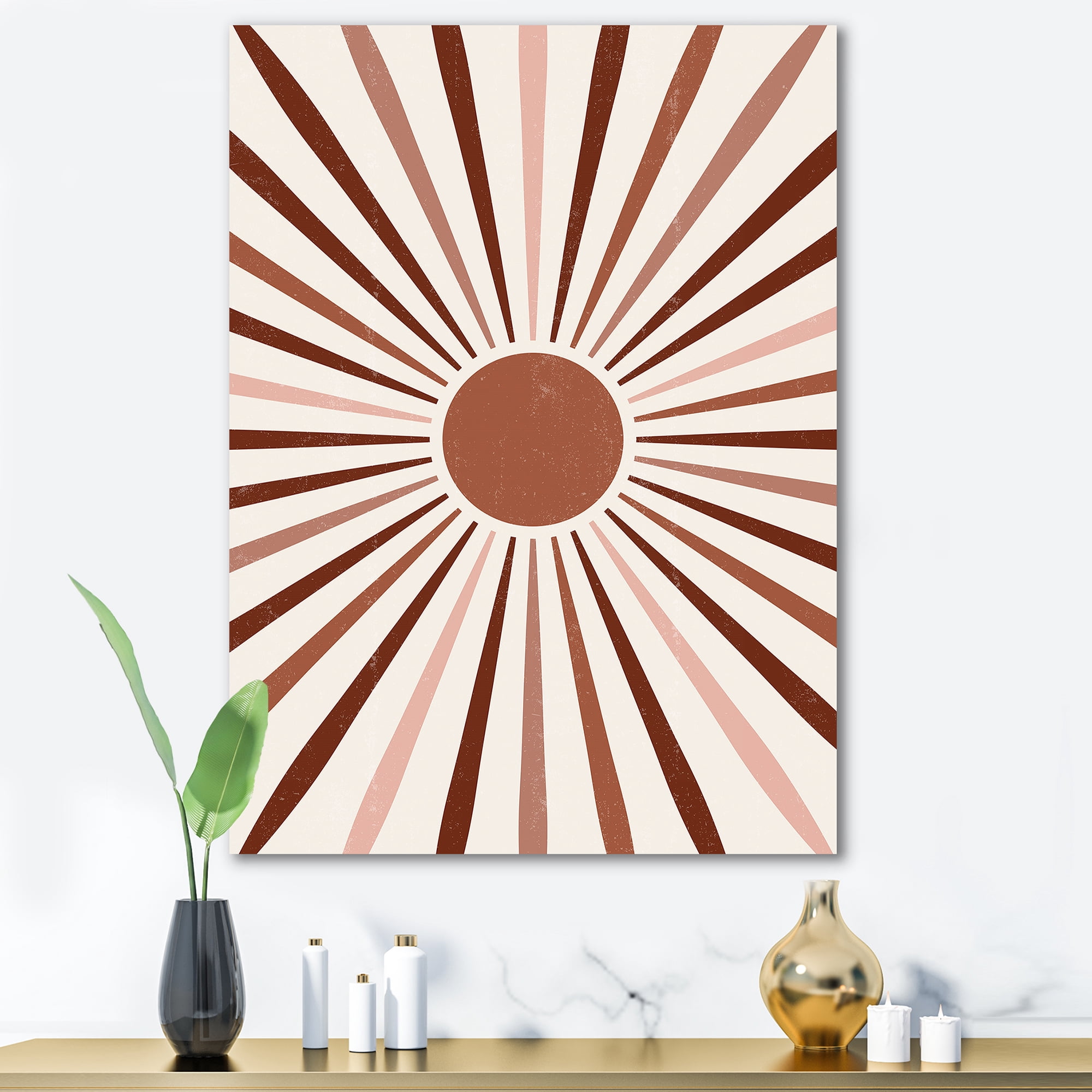 Designart ' Radiant Geometric Sun ' Modern Canvas Wall Art Print