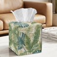 thumbnail image 2 of COEQINE Tissue Box Cover Holder Faux Leather Cube Napkin Dispenser Snap Closure Tissue Holder Space Saving for Kitchen Bathroom Bedroom Office Car, Tropical Palm Monstera Banana Leaf, 2 of 7