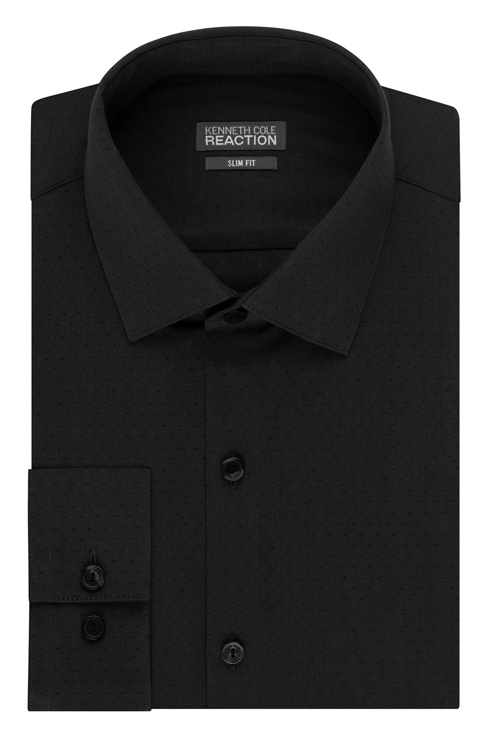 Kenneth Cole Reaction - Kenneth Cole Reaction NEW Charcoal Gray Men Size 18 Polkadot Dress Shirt 