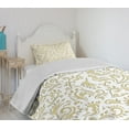 thumbnail image 4 of Ambesonne Vintage Quilted Bedspread Set 2 Pcs, Monochrome Swirling Motifs, Twin Size, Pale Camel White, 4 of 6