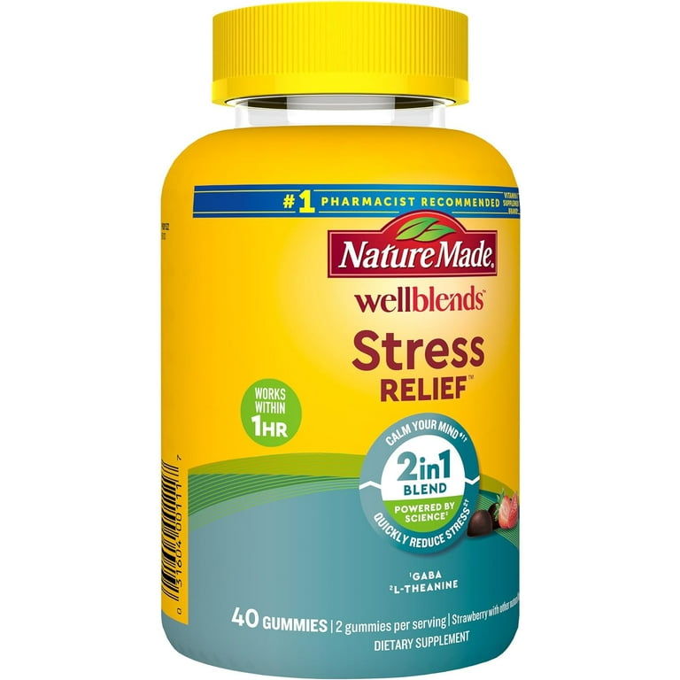 Nature Made Stress Relief Gummies, L-Theanine and GABA, Relaxation