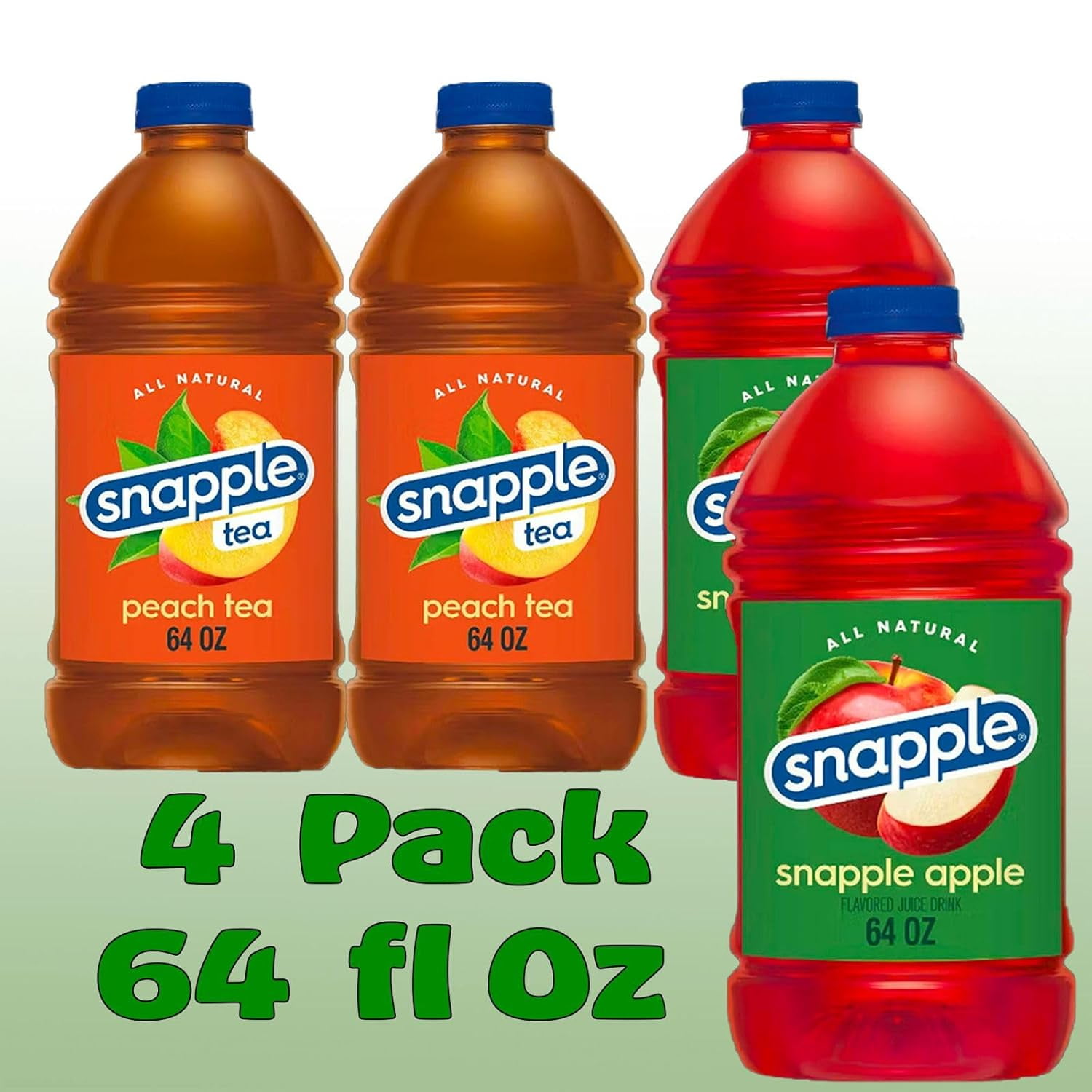 Snapple Variety Pack All Natural Fruit Juice Drink, 64 fl oz Plastic Bottles, 4-Pack