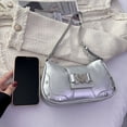 thumbnail image 4 of Yucurem PU Leather Chic Hobo Bag Adjustable Strap Women Y2K Messenger Bag (Silver), 4 of 8