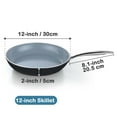 thumbnail image 2 of Cook N Home 12-inch Nonstick Ceramic Skillet, Classic Frying Pan Egg Cookware Omelette Jumbo Cooker Induction Pan with Stay-Cool Stainless Steel Handle, Oven Safe, Black & Gray, 2 of 5