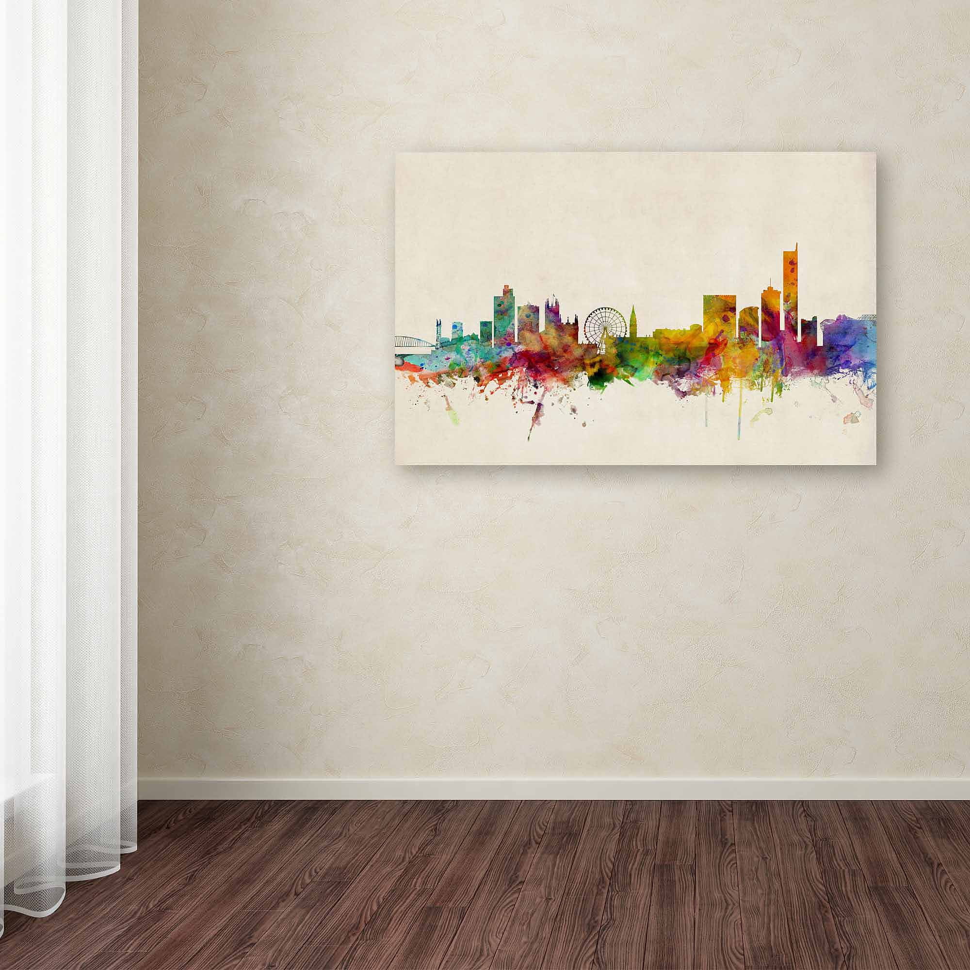 Trademark Fine Art "Manchester England Skyline" Canvas Art by Michael Tompsett