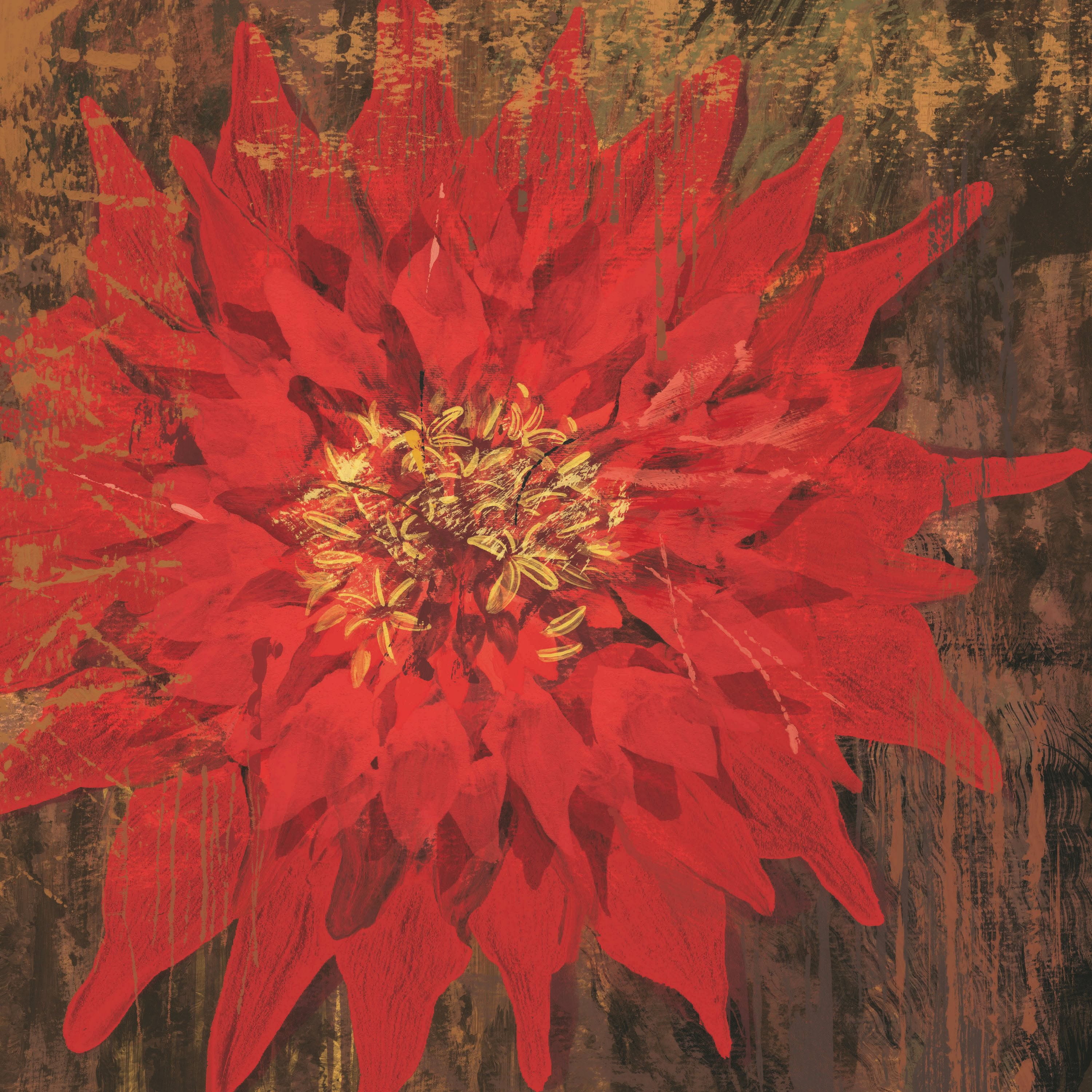 Marmont Hill "Floral Frenzy Red IV" Painting Print on Canvas