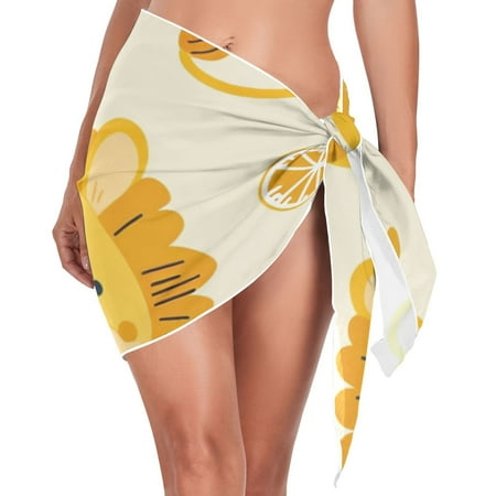 Ckdifva Lions Pineapples Beach Cover Up for Women Swimsuit Coverups Bikini Wrap Short Skirt