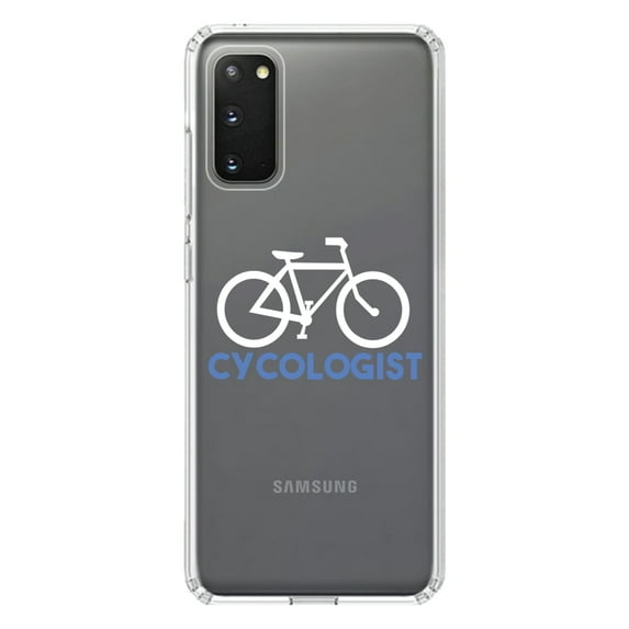 DistinctInk Clear Shockproof Hybrid Case for Galaxy S20 PLUS / 5G (6.7" Screen) - TPU Bumper Acrylic Back Tempered Glass Screen Protector - Cycologist Bicycle Cycling
