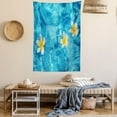 thumbnail image 2 of Hawaiian Tapestry, Tropical Frangipani Flower Floating in Water Pool Summertime Ecofriendly, Wall Hanging for Bedroom Living Room Dorm Decor, 40W X 60L Inches, Aqua Yellow White, by Ambesonne, 2 of 5
