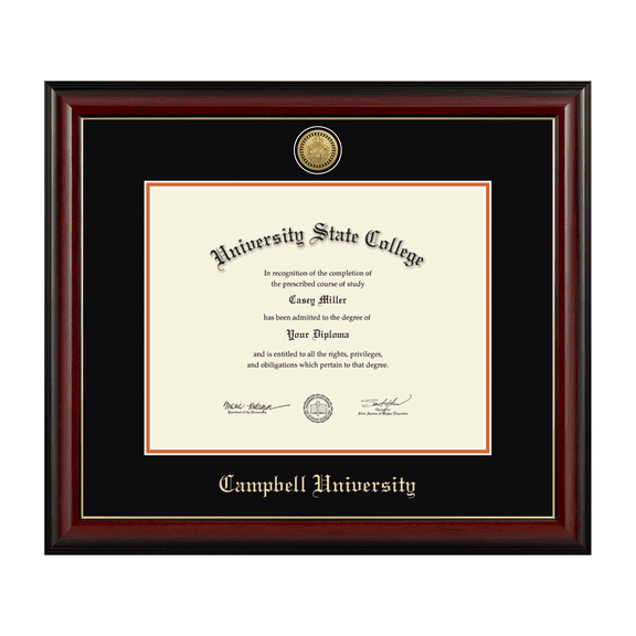 Framerly - Campbell Diploma Frame with Black and Orange Mat
