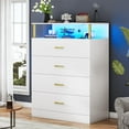 thumbnail image 3 of AOGLLATI Dresser for Bedroom with Column Design, 4 Drawer Dresser with Charging Station, Modern Bedroom Led Tall White Dresser for Bedroom Closet, 3 of 8