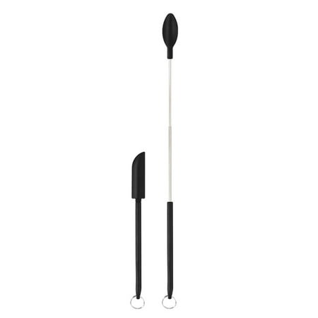 

2PCS Kitchen Baking Pastry Silicone Spatula Spoon Lightweight Durable Flexible Kitchen Tool for Delicately Pasting Rolls/Cakes Black 2-piece Set