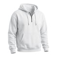 thumbnail image 5 of Men's Quarter Zip Pullover Hoodies Half Zip Hoodie Men Long Sleeve Hoodie Fleece Casual 1/4-Zip Sweatshirt Light Gray M, 5 of 6