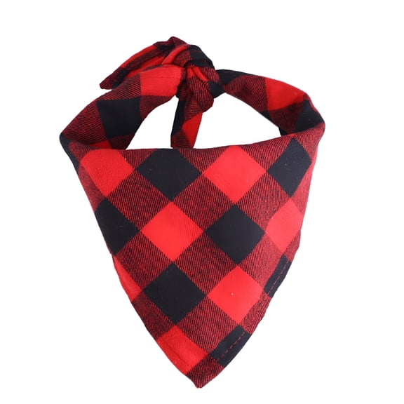 TELOLY Pet Dog Bandanas - 1Pc Classic Triangle Plaid Dog Scarf Bow Ties, Washable Buffalo Plaid Kerchief for Small to Large Dogs Cats Pets - Red and Black
