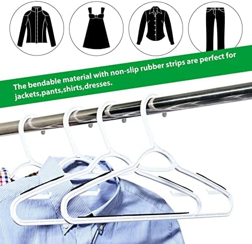 30 Pack Bendable Plastic Hangers Light-Weight Non-Slip Clothes/Suit Hangers(Black)