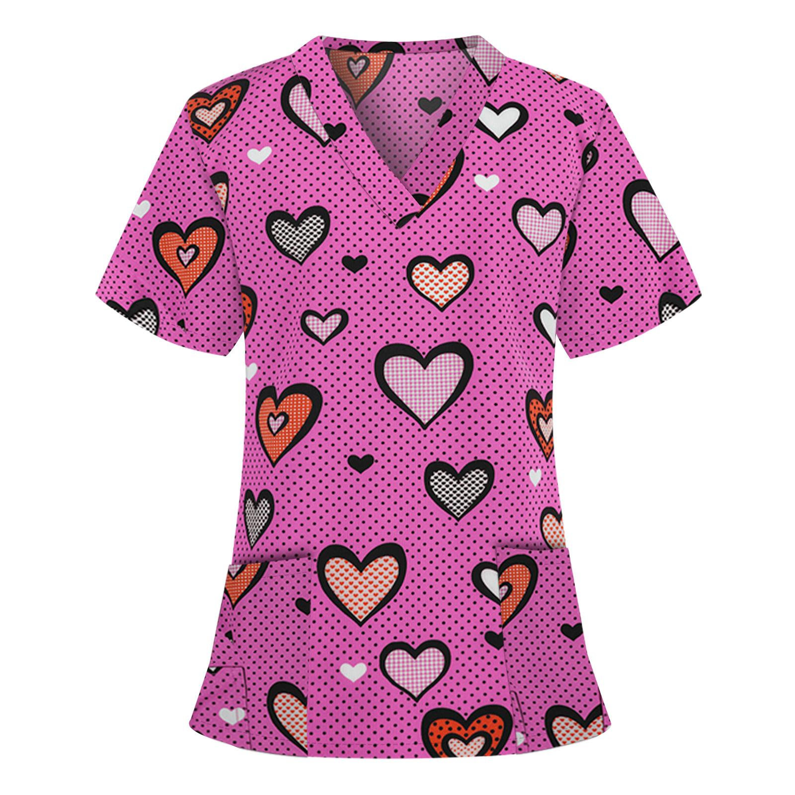 Pudcoco Nurse Uniforms for Women Working Short Sleeve V Neck Medical T