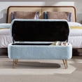 thumbnail image 4 of Storage Ottoman Bench,End of Bed Bench with Large Storage Space and Metal Legs,Upholstered Entryway Bench for Living Room Bedroom End of Bed Entryway,Blue, 4 of 5