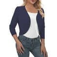 thumbnail image 1 of Très Chic Mailanda Women's Open Front 3/4 Sleeve Cropped Cardigan Bolero Shrug Sweater, 1 of 6