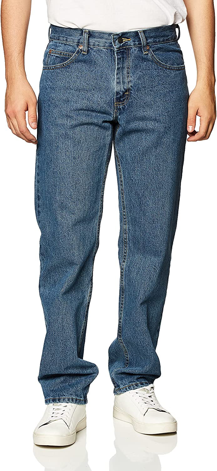 Lee Mens Regular Fit Straight Leg Jeans 33W x 36L Medium Stone ...