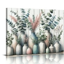 JRXY Botanical Bathroom Pictures Wall Art Bottles and Plants Print Canvas Art Rustic Wood Textured Framed Artwork for Home Decor, Bathroom Aesthetic Decor 20x16in