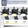 thumbnail image 5 of SKEVEN 52'' Ceiling Fan with Light and Remote Control, 6-Speed Reversible DC Motor, 5 Wood Fan Blades,Black, 5 of 7