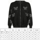 thumbnail image 4 of Blanco S 2021 otoño mujer mariposa caliente diamante costura contraste Color con capucha cremallera sudadera chaqueta Casual, 4 of 8
