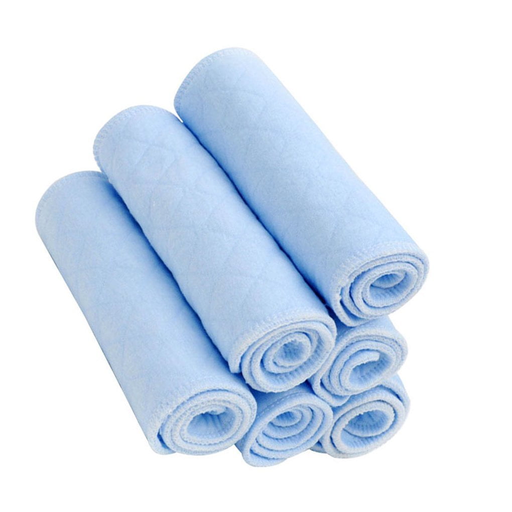 GoXteam 10 Pack Baby Eco Cotton diapers, Multiple-Use Reusable Six-layer Natural Cloth Diaper for Baby (Blue)