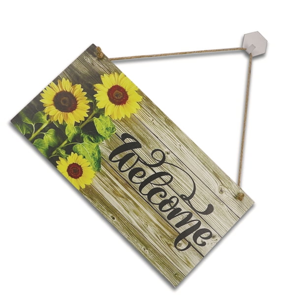 Inteprter Cartel de bienvenida de girasoles con estilo con elegante decoración de puerta de verano Decoración de lujo para el hogar hecha a Jardín y Patio
