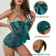 thumbnail image 5 of Gibobby traviesa Lencería Sexy de mujer 1 pieza Lencería Juego de roles Lencería Disfraces de mujer sexy Lencería de encaje a cuadros rojos Lencería Encaje Sin espalda Cordón(Verde, XL), 5 of 5