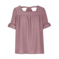 thumbnail image 5 of Blusas y blusas para mujer Elegantes camisas de verano con mangas con volantes y cuello cuadrado Blusas con lazo en la espalda OAVQHLG3B Store lin121212, 5 of 5