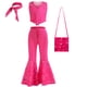 thumbnail image 2 of Película Margot Robbie Barbie disfraz de Cosplay rosa estrellado chaleco Top pantalones bufanda traje para niños niñas fiesta de cumpleaños vestido a cuadros rosa, 2 of 5