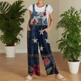 thumbnail image 4 of JULMCOMO 4th of July Jumpsuits for Women 1776 Plus Size Wide Leg Independence Day Rompers Stars Stripes Sleeveless American Flag Jumpsuits with Pockets Navy 2XL, 4 of 7