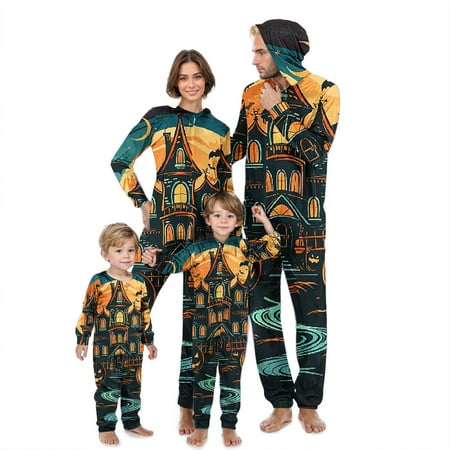 

Family Matching Halloween Pajamas Set Toddler Boys Girls Halloween Fashion Cute Print Plush Long Sleeved Romper Family Parent-Child Wear Christmas Gifts